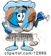 Clipart Picture Of A Desktop Computer Mascot Cartoon Character by Toons4Biz