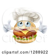 Clipart Of A Happy Cheeseburger Chef Character Giving Two Thumbs Up Royalty Free Vector Illustration