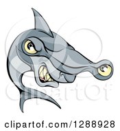 Poster, Art Print Of Cartoon Aggressive Grinning Hammerhead Shark