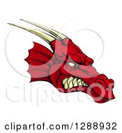 Poster, Art Print Of Snarling Angry Red Dragon Head With Horns