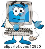 Desktop Computer Mascot Cartoon Character With His Arm In A Sling by Mascot Junction