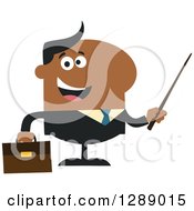 Poster, Art Print Of Modern Flat Design Of A Happy Black Business Man Holding A Pointer Stick