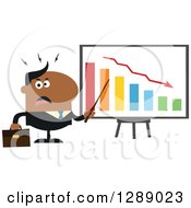 Poster, Art Print Of Modern Flat Design Of An Angry Black Business Man Discussing Company Growth With A Bar Graph