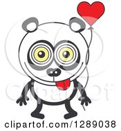 Poster, Art Print Of Smitten Panda In Love Holding A Heart Balloon