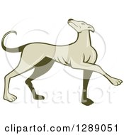 Poster, Art Print Of Retro Cartoon Greyhound Dog Marching