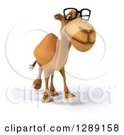 Clipart Of A 3d Bespectacled Camel Walking Royalty Free Illustration