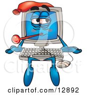 Clipart Picture Of A Desktop Computer Mascot Cartoon Character by Toons4Biz #COLLC12892-0015