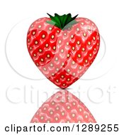 Poster, Art Print Of 3d Strawberry Heart And Reflection On White