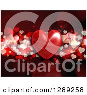 Poster, Art Print Of Shiny 3d Heart Over Heart Bokeh On Dark Red