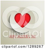 Poster, Art Print Of Happy Valentines Day Text Under A Red Heart In An Off White Circle