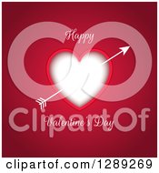 Poster, Art Print Of Happy Valentines Day Text Around A Heart With Cupids Arrow On Dark Pink