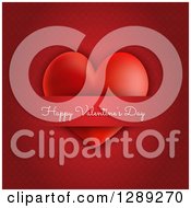 Clipart Of A Heart Inserted Into A Slot With Happy Valentines Day Text Over A Pattern Royalty Free Vector Illustration