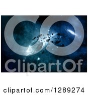 Clipart Of A 3d Nebula And Meteorites Flying Through Outer Space Royalty Free Illustration by KJ Pargeter