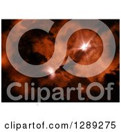 Clipart Of A 3d Fiery Nebula In Outer Space With A Bright Shining Star Royalty Free Illustration