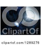Clipart Of A 3d Bright Sun Shining Around Fictional Planets Royalty Free Illustration