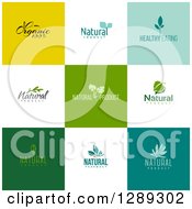 Poster, Art Print Of Flat Design Natural And Organic Business Logo Icons With Text On Colorful Tiles