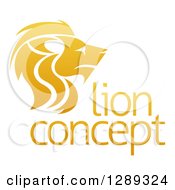 Gradient Golden Male Lion Head In Profile Over Sample Text