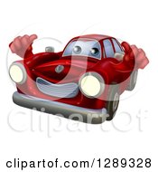Clipart Of A Happy Red Car Holding Two Thumbs Up Royalty Free Vector Illustration