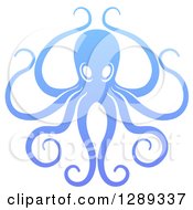Poster, Art Print Of Gradient Blue Octopus With Long Tentacles