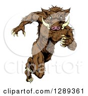 Poster, Art Print Of Sprinting Muscular Boar Man