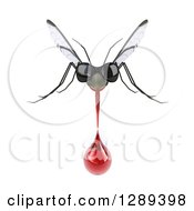 Clipart Of A 3d Mosquito Wearing Sunglasses And Flying With A Blood Drop Royalty Free Illustration by Julos