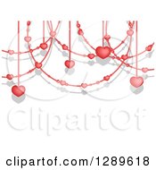 Poster, Art Print Of Background Of Valentine Heart Garlands And Shadows On White