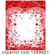 Poster, Art Print Of Horizontal Background Of Red And Pink Valentine Hearts Around White Text Space