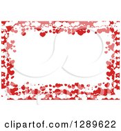 Poster, Art Print Of Horizontal Background Of Red And White Valentine Hearts Around Text Space