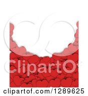 Poster, Art Print Of Background Of 3d Red Paper Hearts And Shadows Under White Text Space