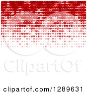 Clipart Of A Background Of Larger To Smaller Red And Pink Valentine Hearts Over White Text Space Royalty Free Vector Illustration