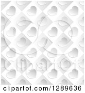 Poster, Art Print Of Background Of Diagonal Silver Valentine Hearts On Gray And White Tiles