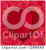 Poster, Art Print Of Background Of A Red Paper Heart Over A Doodled Pattern