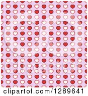 Poster, Art Print Of Seamless Valentines Day Pattern Background Of Red White And Pink Hearts Over Purple