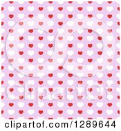 Poster, Art Print Of Seamless Valentines Day Pattern Background Of Red And White Hearts On Purple