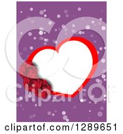 Poster, Art Print Of White And Red Valentine Heart Frame With Roses Over Purple And White Spots
