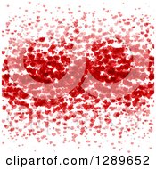 Clipart Of A Background Of A Cluster Of Red And Pink Valentine Hearts Over White Royalty Free Vector Illustration