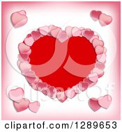 Poster, Art Print Of Big Red Heart Bordered With Pink Petal Ones