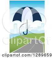 Roadway Turning Into A Hand Holding An Umbrella Over A City