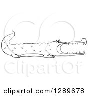 Clipart Of A Black And White Angry Alligator Royalty Free Vector Illustration