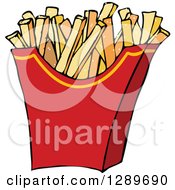 Clipart Of A Red Carton Of Salted French Fries Royalty Free Vector Illustration