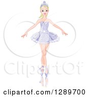 Clipart Of A Blond Caucasian Woman Dancing Ballet In A Purple Tutu Royalty Free Vector Illustration