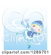 Poster, Art Print Of Blond Caucasian Girl Ice Skating In The Winter