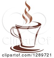 Poster, Art Print Of Two Toned Brown And White Steamy Coffee Cup On A Saucer 27