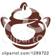 Dark Brown And White Coffee Pot Or Sugar Bowl 2