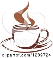Poster, Art Print Of Two Toned Brown And White Steamy Coffee Cup On A Saucer 29