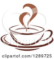Poster, Art Print Of Two Toned Brown And White Steamy Coffee Cup On A Saucer 22