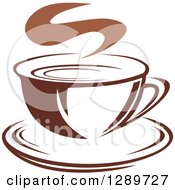Poster, Art Print Of Two Toned Brown And White Steamy Coffee Cup On A Saucer 23