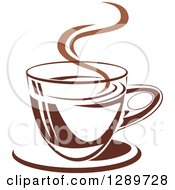 Poster, Art Print Of Two Toned Brown And White Steamy Coffee Cup On A Saucer 24