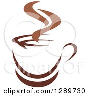Poster, Art Print Of Two Toned Brown And White Steamy Coffee Cup On A Saucer 26