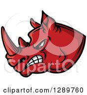 Poster, Art Print Of Aggressive Red Rhino Head Facing Left